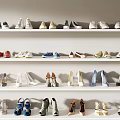 Colorful Shoes Collection On Shelves With Sneakers High Heels And Flats