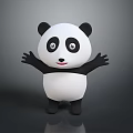 3D Cartoon Panda Character With Open Arms and Smiling Face on Gray Background