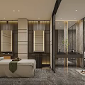 Luxury Club Interior Design with SPA Massage Bed Marble Flooring Wooden Panels and Modern Lighting