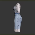 Woman Wearing Polka Dot Short Sleeve Dress With Blue Belt And Gradient Colors