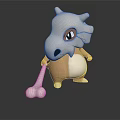 Cute Cartoon Creature Character With White Head Brown Body Holding Bone