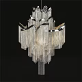 Elegant Modern Crystal Chandelier with Hanging Fringe and Chrome Frame Illuminated Light