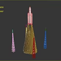 Space Rocket Launch Liftoff With Flaming Exhaust And Support Towers