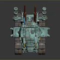Teal Military Vehicle With Tracks Yellow Accents And Cannon