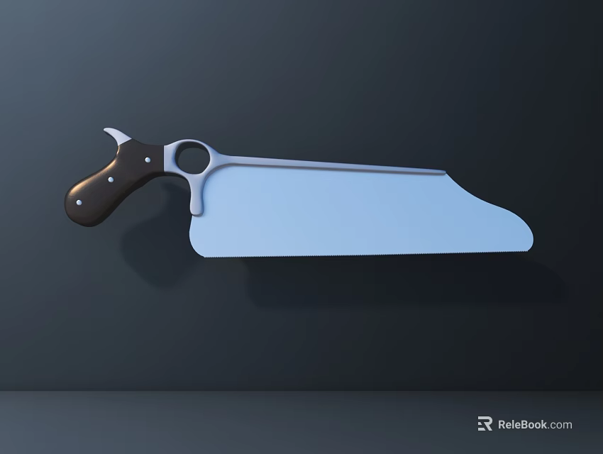 Professional Hardware Hand Saw With Wooden Handle And Sharp Metal Blade 3d model 