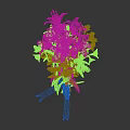 Bouquet of White Orange Pink Flowers With Green Leaves Tied With Red Pink Ribbon