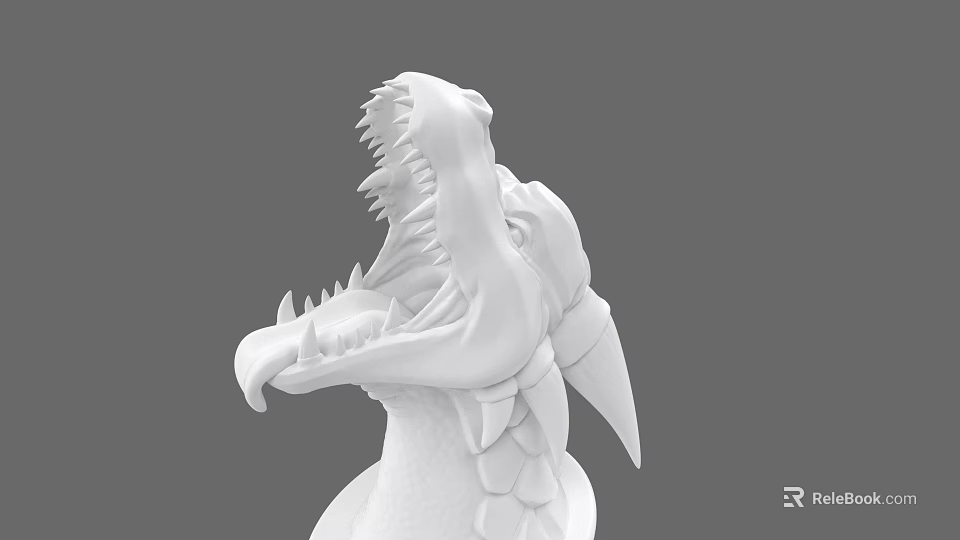 Mythical Creature Game Character 3D Model With Open Mouth Sharp Teeth And Scaled Skin 3d model 
