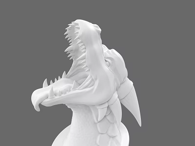 Mythical Creature Game Character 3D Model With Open Mouth Sharp Teeth And Scaled Skin 3d model