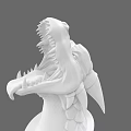 Mythical Creature Game Character 3D Model With Open Mouth Sharp Teeth And Scaled Skin
