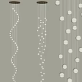 Different Styles of White Chandeliers with Spiral Beaded and Vertical Spherical Patterns on Gray Wall