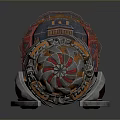 Futuristic Mechanical Vehicle with Metallic Structure Red Blue Lights and Wheels in Sci Fi Design