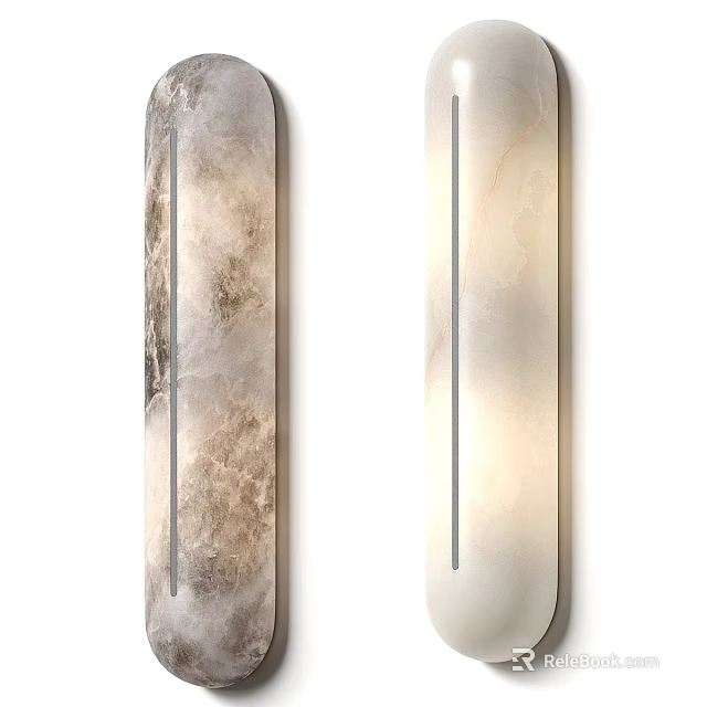 Modern Long Strip Wall Lamps With Natural Stone Texture And Soft Lighting 3d model 