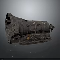 Large Metal Engine Component Cylindrical Silver Gray Design With Holes Bolts And Reflective Surface
