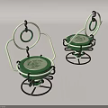 Modern Leisure Chair With Green Seat Black Metal Frame White Ring And Spring Base Design