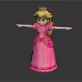 Elegant Princess Character With Pink Gown Crown Blonde Hair And Arms Outstretched