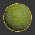 Green Grass Textured Tennis Ball With White Stitching And Shiny Reflective Surface