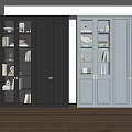 Black and Light Gray Bookcases With Glass Doors in Modern Interior Displaying Books and Decor