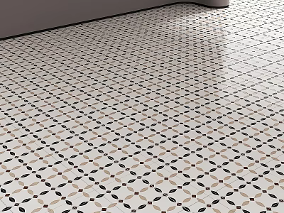 Geometric Patterned Floor Tiles In Neutral Tones For Interior Flooring 3d model