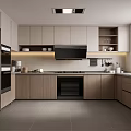 Modern Kitchen Interior Featuring Light Wood Cabinets Black Range Hood And Refrigerator