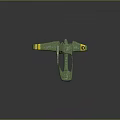 Green Futuristic Sci Fi Aircraft 3D Model With Yellow Accents And Design Details