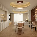 Modern Luxury Apartment Bedroom With Large Bed Chandelier Beige Artworks And Wooden Flooring