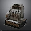 Vintage Cash Register Design With Ornate Metal Body And Mechanical Buttons
