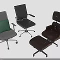 Modern Gray And Leather Lounge Chairs With Green Cushion And Ottoman Design