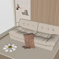 Modern Cream Style Double Sofa Cream Double Sofa 3d model