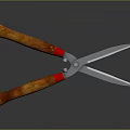 Durable Hardware Tool Scissors With Wooden Handle Red Accents And Silver Blades