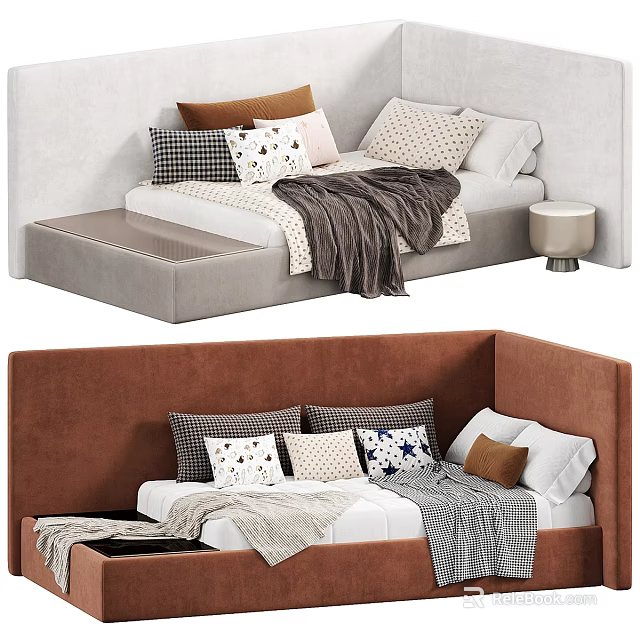 Chic Single Bed Designs With Storage Pillows And Cozy Blankets 3d model