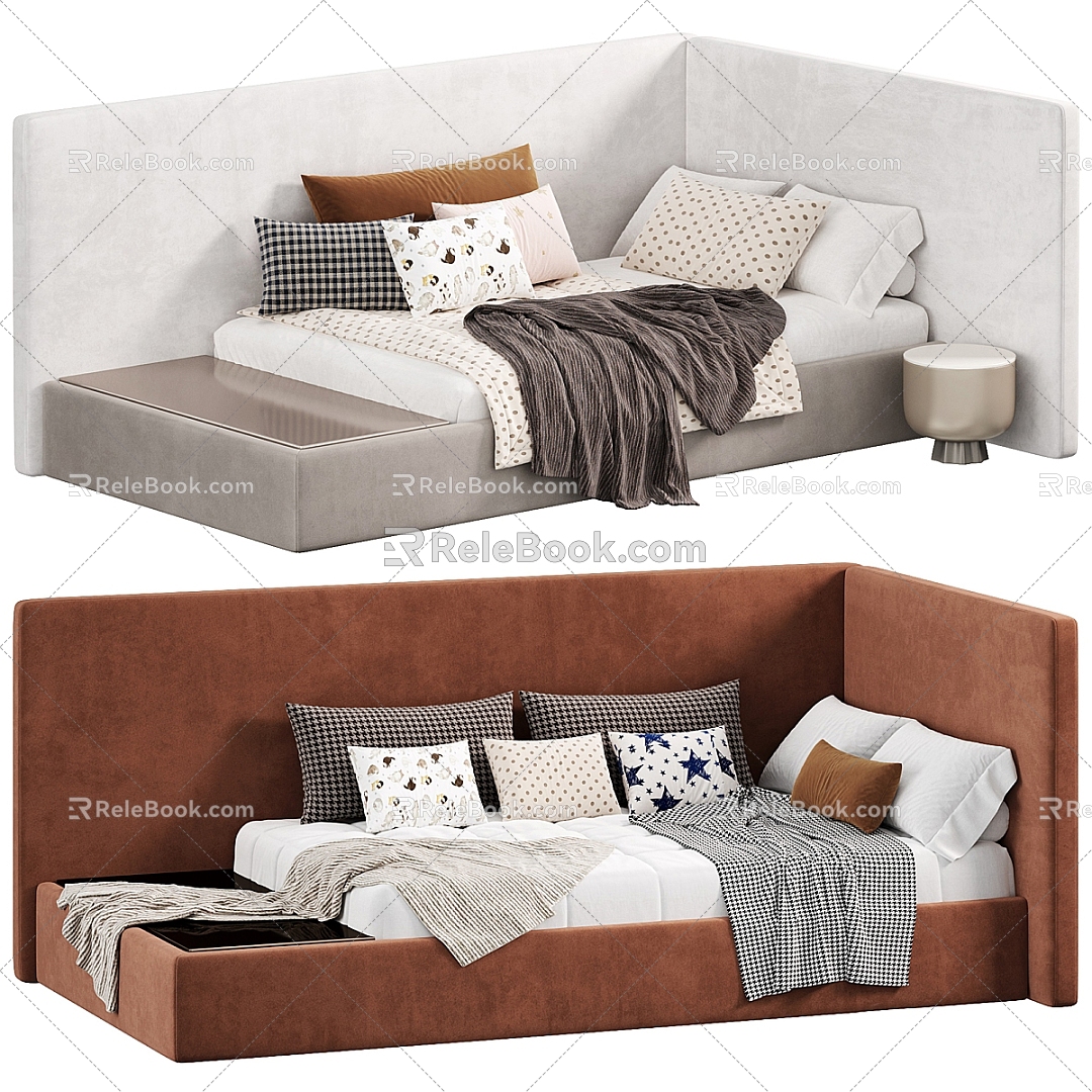 Modern Single Bed Tatami Bed 3d model