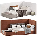 Chic Single Bed Designs With Storage Pillows And Cozy Blankets 3d model