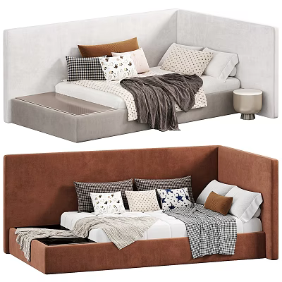 Chic Single Bed Designs With Storage Pillows And Cozy Blankets 3d model