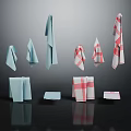 Light Blue And Red White Checkered Household Towels Folded And Hanging On Black Background