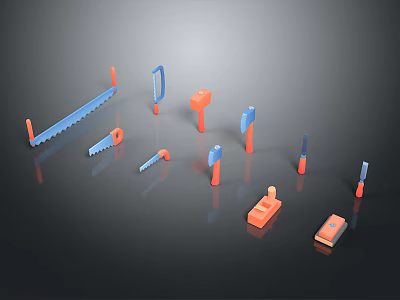 Modern Lighting Combination With Blue And Orange Lamps Ceiling Lights And Wall Fixtures 3d model