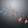 Modern Lighting Combination With Blue And Orange Lamps Ceiling Lights And Wall Fixtures