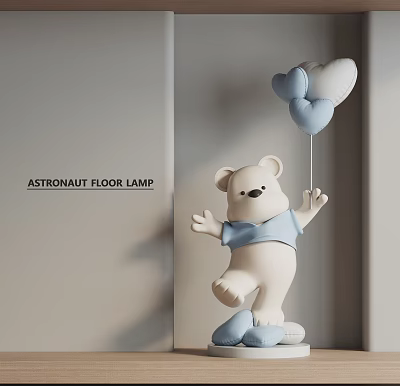 Astronaut Themed Bear Sculpture Floor Lamp With White Blue Design And Balloon 3d model Astronaut Themed Bear Sculpture Floor Lamp With White Blue Design And Balloon 3d model