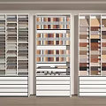 Retail Display Shelves Featuring Organized Colorful Panel Samples For Stores