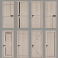 Various Modern Hinged Door Designs With Wooden Panels And Handle Styles 3d model