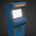 Retro Blue Arcade Machine With Classic Screen Red Buttons And Joystick