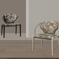 Modern Floral Print Upholstered Dining Chairs With Golden Metal Accents For Luxury Home Dining Space