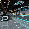 Modern Tech Style Cyber Cafe Interior Design With Comfortable Seats Multiple Computers And Spacious Layout 3d model