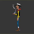 Cartoon Cowboy Themed Straw Cup Featuring White Cowboy Hat Red Scarf And Yellow Shirt