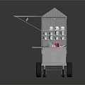 Metal Street Food Cart With Awning Red Countertop And Menu