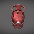 Red Gas Cylinder With Danger Sign And Flame Symbol On Gray Background