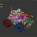 Futuristic Military Tank With Heavy Armor Large Wheels And Mechanisms