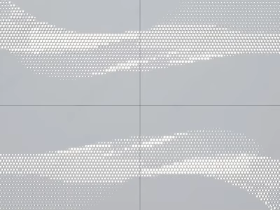 Decorative Perforated Wall Panel With White Wave Pattern In Gray Design 3d model