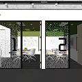 Modern Office Space With Glass Partitions Meeting Tables And Yellow Chairs