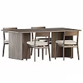 Modern Wooden Dining Table Set With Matching Chairs And Light Upholstered Seats