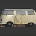 Vintage Van Setup Featuring Wooden Boat Beach Chairs And Lifebuoy